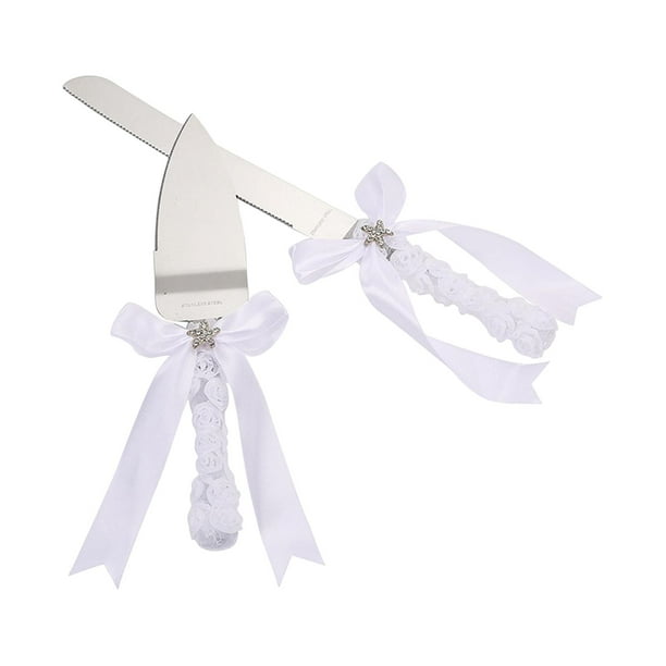 Juego de cuchillo y pala para pastel de bodas, juego para cortar pastel, juego para servir postres, plateado estrella de mar plateada