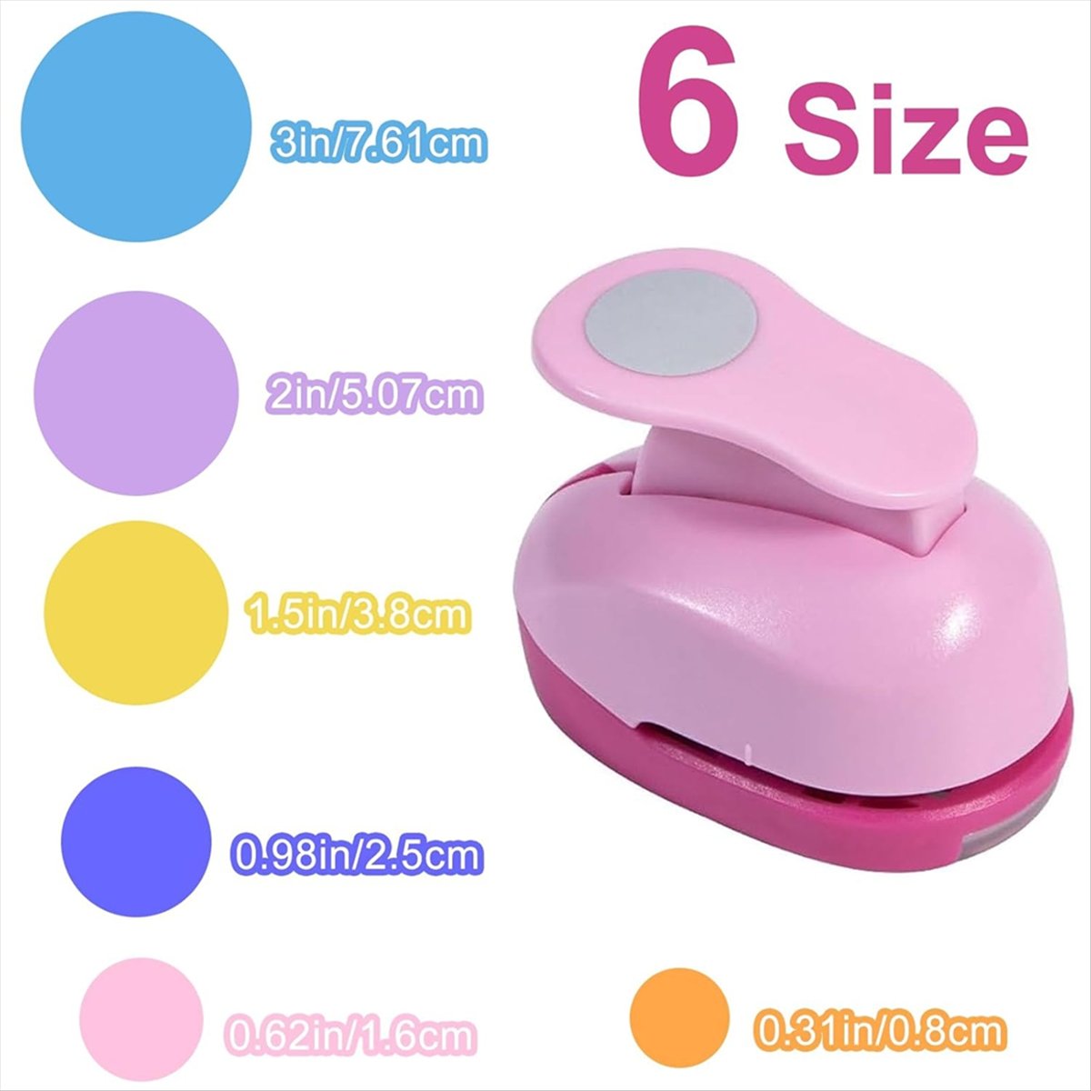 Paper Crafts Circle Punches - 6 Sizes of Circle Cutters, Including 3-Inch Circle Punches, in Random Colors,for Crafts