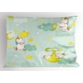 thumbnail image 1 of Unicorn Party Pillow Sham Night Illustration with Colorful Cartoon Animals Sleeping and Catching Stars, Decorative Standard Size Printed Pillowcase, 26 X 20 Inches, Multicolor, by Ambesonne, 1 of 2