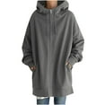 thumbnail image 4 of Lindreshi Zip up Hoodies for Women Plus Size Women's Solid Color Hoodie Zipper Long Sleeve Sweatshirts Long Coat Tops with Pockets, 4 of 9