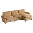 thumbnail image 7 of Ktaxon 120" W Sectional Convertible Sofa L Shaped Modular Couch with Chaise Corduroy Sleeper Set with 3 Oversized Seats Khaki, 7 of 7