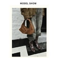 thumbnail image 6 of Genuine Grade Cow Leather Women's Dumpling Hobo Soft Matte Suede Cowhide Shoulder Crossbody Bags Adjustable Handle HandBag New, 6 of 19