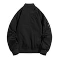 thumbnail image 3 of Cmfcve Men's Fall Solid Jacket Long Sleeve Zip up Bomber Jacket Loose Fit Casual No Hood Outerwear Jackets, 3 of 8