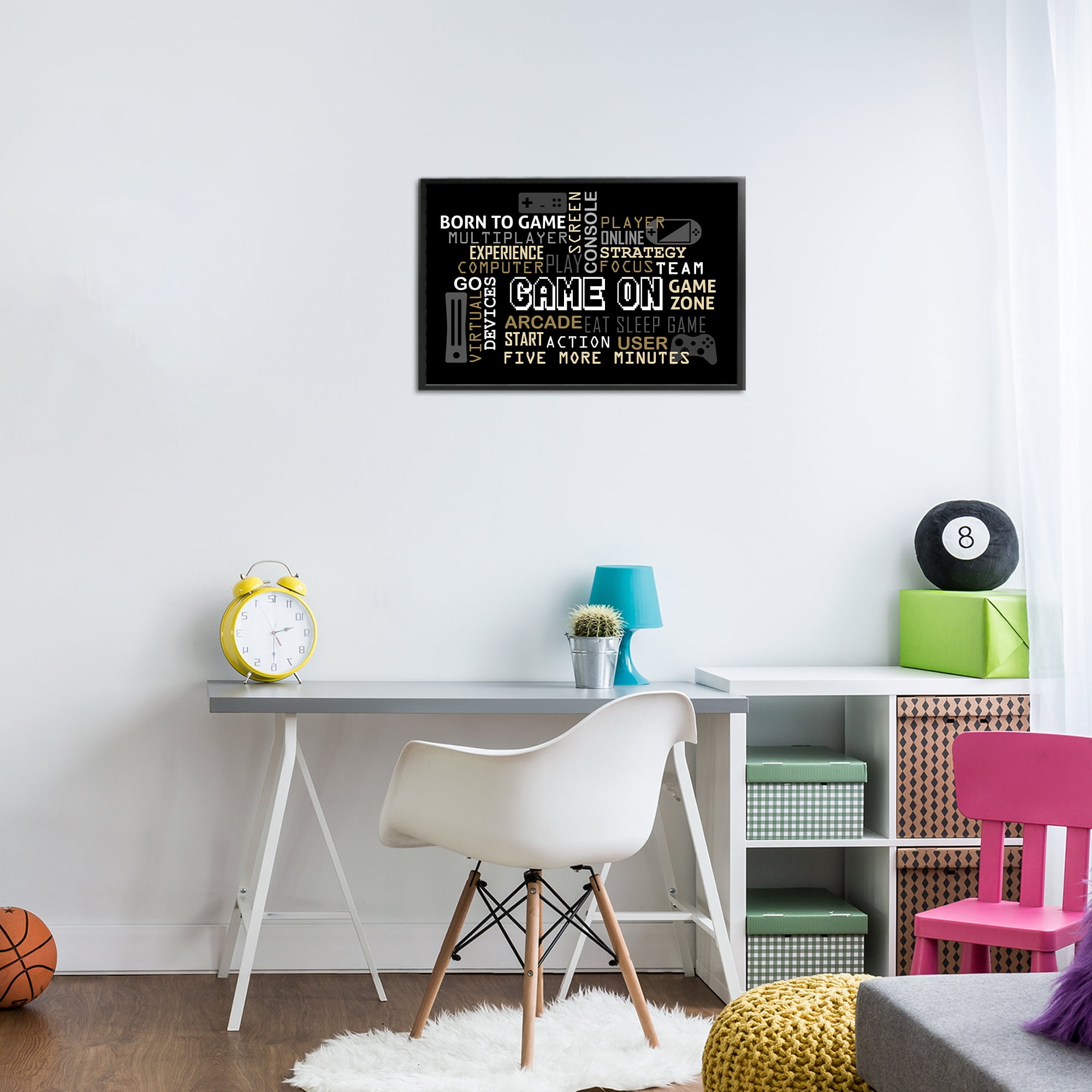 Stupell Industries Game On Gamer Typography Black Framed Giclee Art, design by Kim Allen