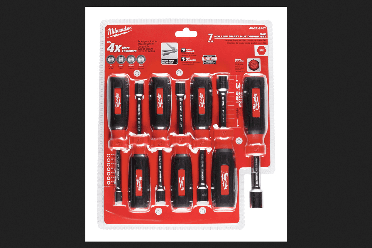 Milwaukee Assorted in. SAE Hollow Shaft Nut Driver Set 7 in. L Hollow