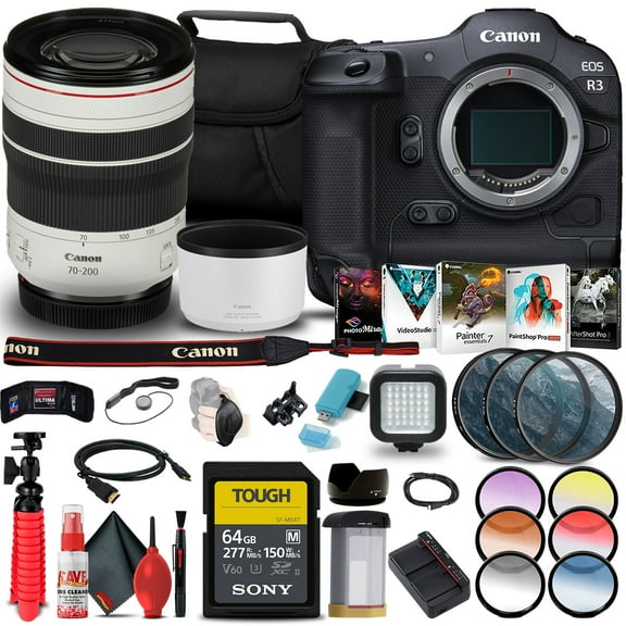 Canon EOS R3 Mirrorless Camera with RF 70-200mm f/2.8L IS USM Lens, Full-Frame, 6K RAW   Essential Bundle (International Model)