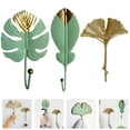 thumbnail image 3 of Raindrops 3-Piece Decorative Wall Hooks Set Leaf Shape Lightweight Practical Bag Hangers for Home and Office, 3 of 8