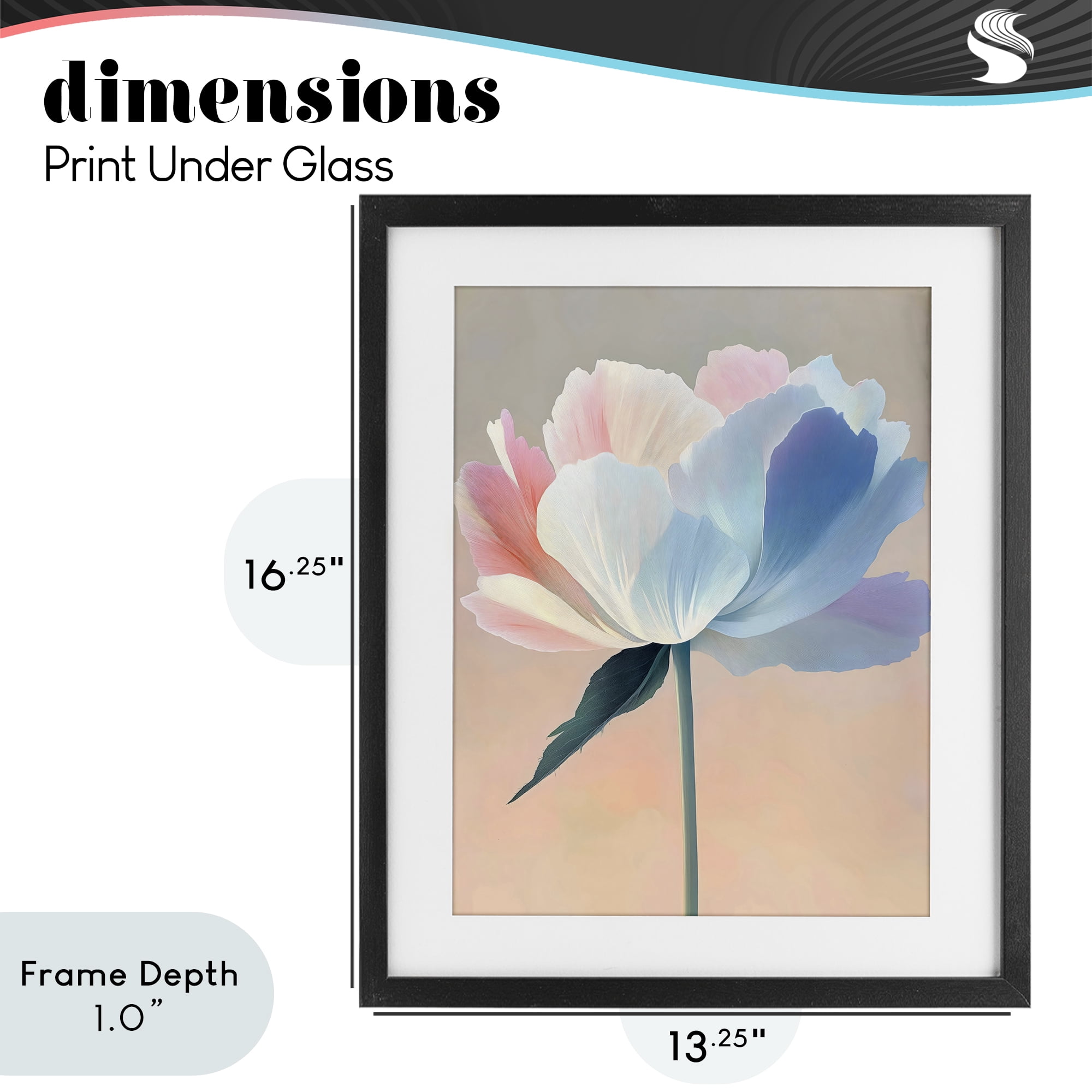Stupell Industries Pink & Blue Flower Serenity Black Framed Print Under Glass, design by The Prints Vibe