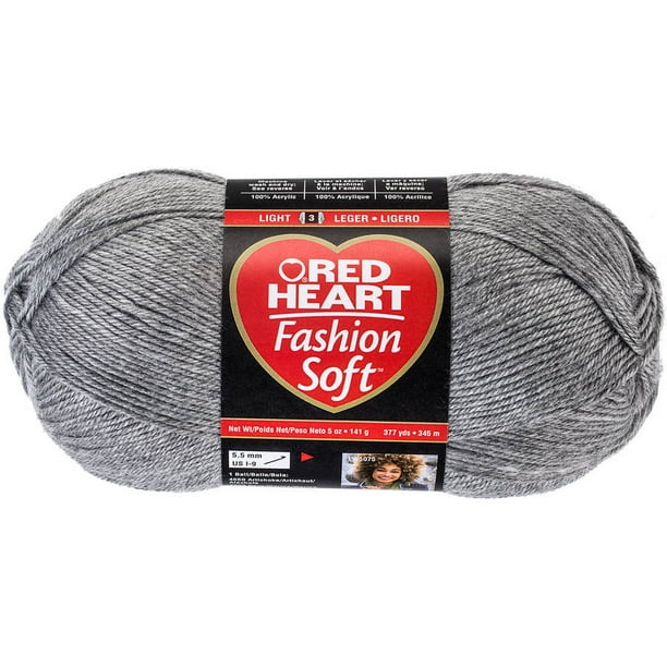 Red Heart Fashion Soft Yarn, Grey Heather