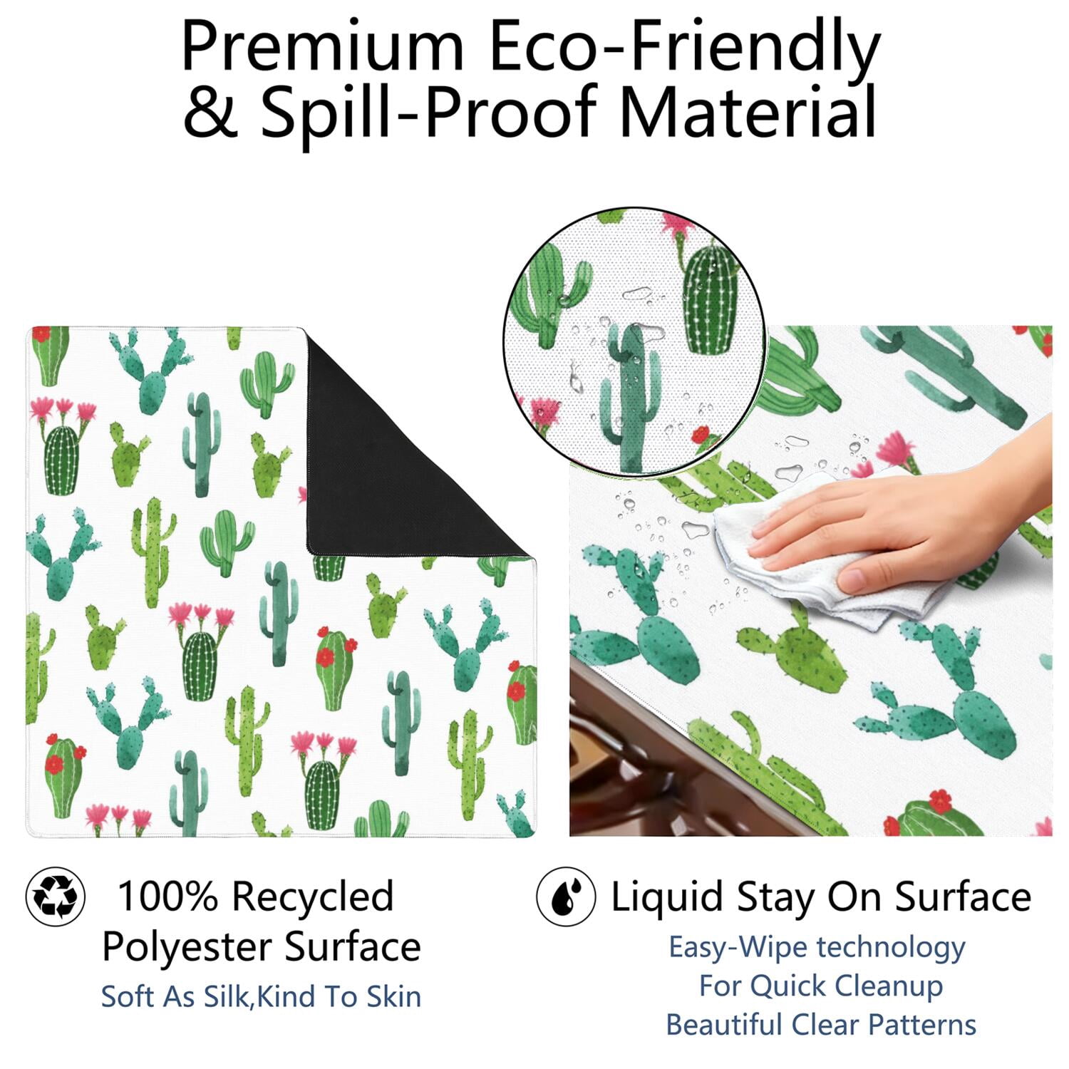 31.5 Inch Botanical Style Game Table Pad Crafted from Premium Rubber Material with Anti-Slip Grip Surface and Noise Dampening Features for Multi-Game Activities