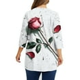 thumbnail image 4 of CYMMPU Floral Pattern 3/4 Sleeve Crew Neck Blouses for Women Dressy Casual Fall Fashion Shirts Tunic Tops Spring Tops Loose Fit Lightweight Basic T-Shirts White XL, 4 of 5