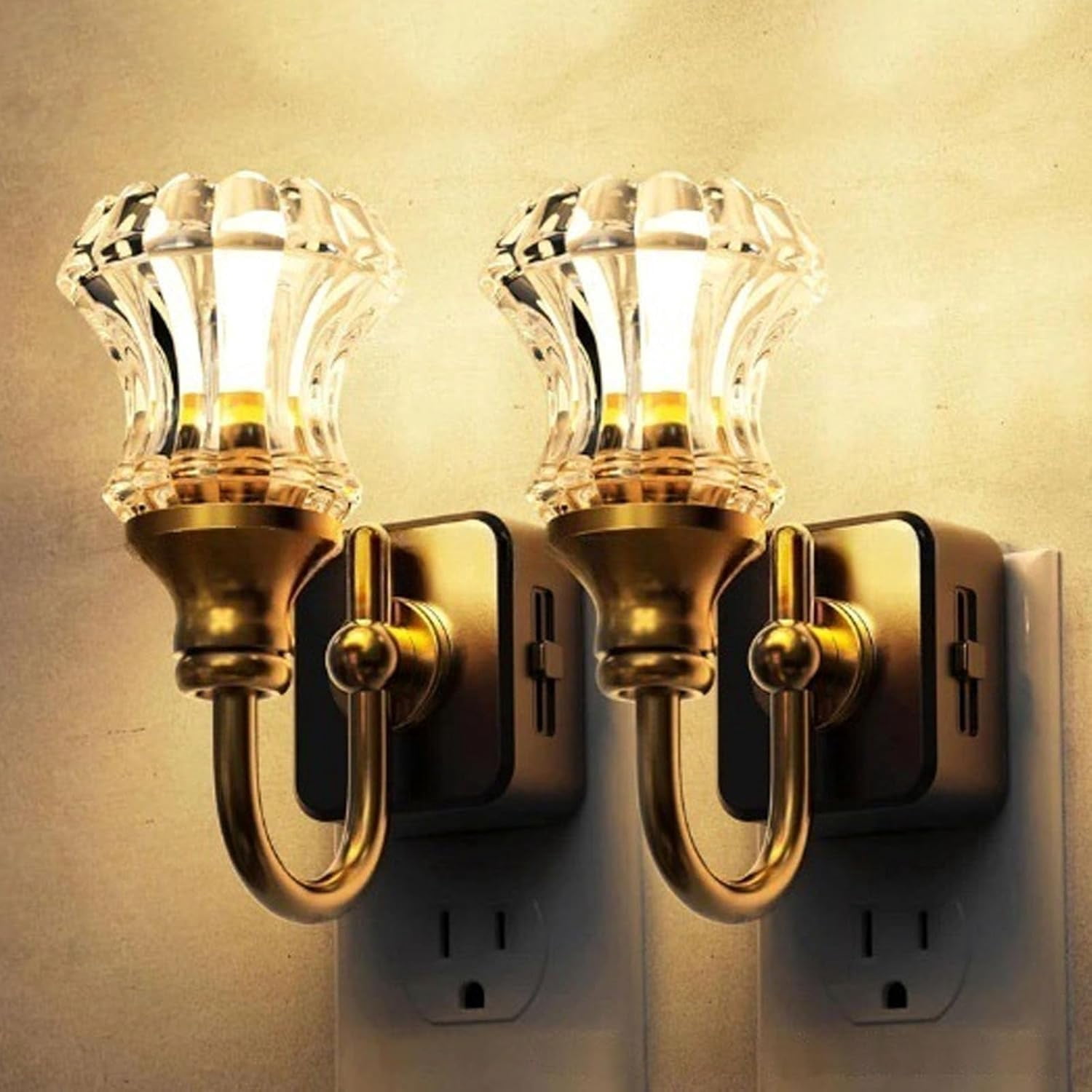 Flower Candle LED Vintage Plug in Night Light, Flower Candle LED Night Light Plug into Wall, Retro Soft Warm Plug-in Walls Nightlight for Bedroom, Bathroom, Living Room (2 pcs)