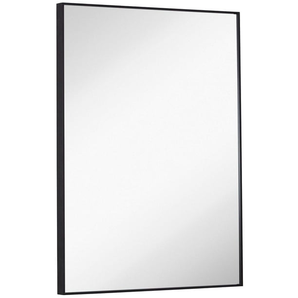 Black Brushed Metal Vanity Mirror Simple Edge Mirrors For Wall Bathroom