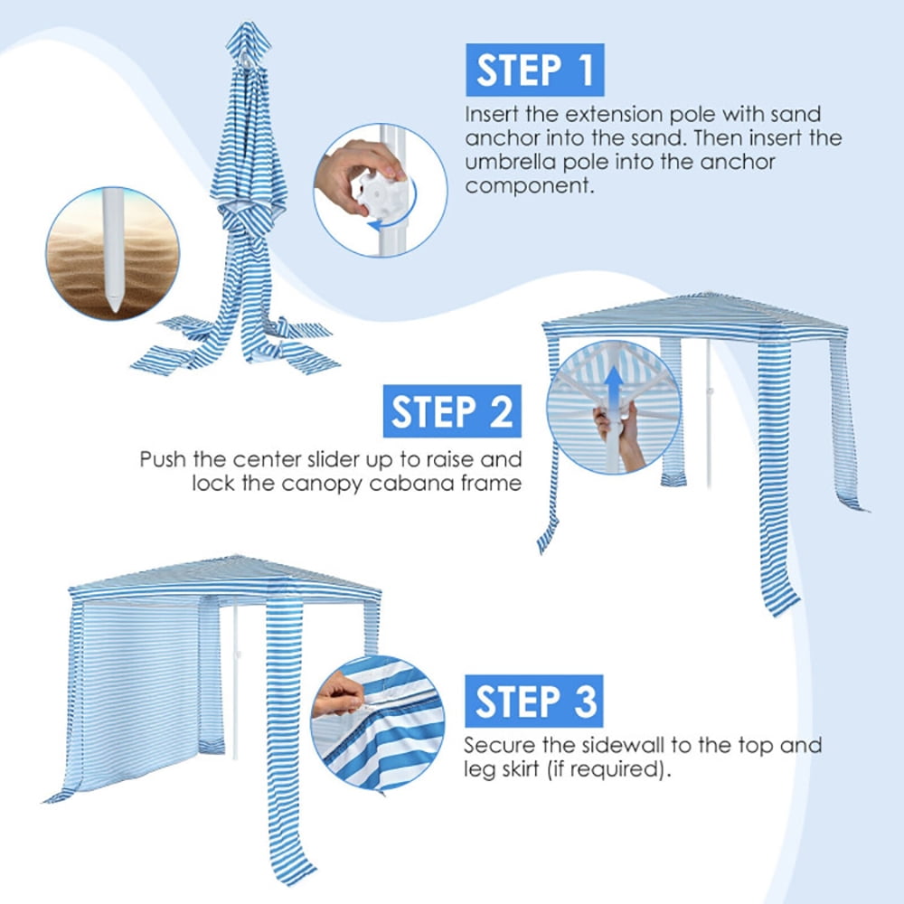 Aimee Lii 6.6 x 6.6 Feet Foldable and Easy-Setup Beach Canopy With Carry Bag, Backyard Canopy Gazebo for Party Wedding BBQ Events, Blue Aimee Lii 6.6 x 6.6 Feet Foldable and Easy-Setup Beach Canopy With Carry Bag, Backyard Canopy Gazebo for Party Wedding BBQ Events, Blue