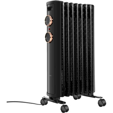 Oil Filled Radiator Heater with 3 Heating Modes,500-1500W Adjustable Thermostat, Universal Wheels, Portable Heater for Bedroom Home Office,Indoor Use, Matte Black