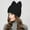 Black, variant on Women's Winter Crochet Warm Cute Furry Plush Cat Hat with Hidden Logo
