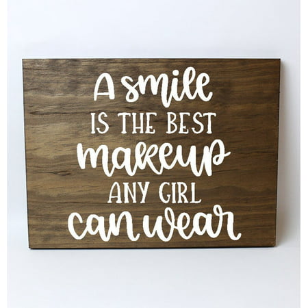 A Smile Is The Best Makeup Solid Pine Wood Wall