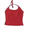 thumbnail image 6 of Women's Halter Neck Tank Top, Solid Color Backless Knit Vest with Built-In Bra, Chic & Stylish Sleeveless Top for Summer, Going Out, and Layered Outfits-Red, 6 of 6