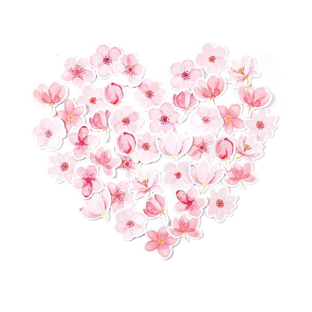 45 Pcs Cherry Blossom Stickers, Vivid Colors, Scrapbooking, Diary Stickers