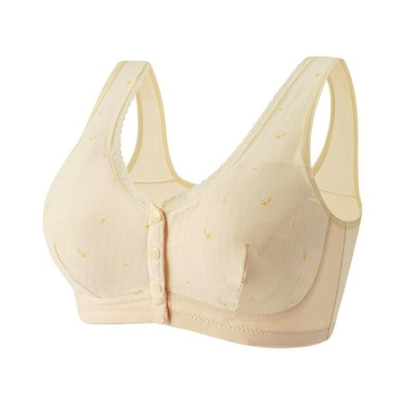 Cathalem Bras For Women Plus Size Sports Bras Bras For Women Full Coverage Back Fat Front Closure No Underwire Bralette (Light Yellow A)