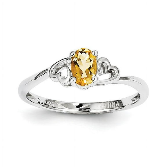 Sterling Silver Rhodium-plated Citrine Ring