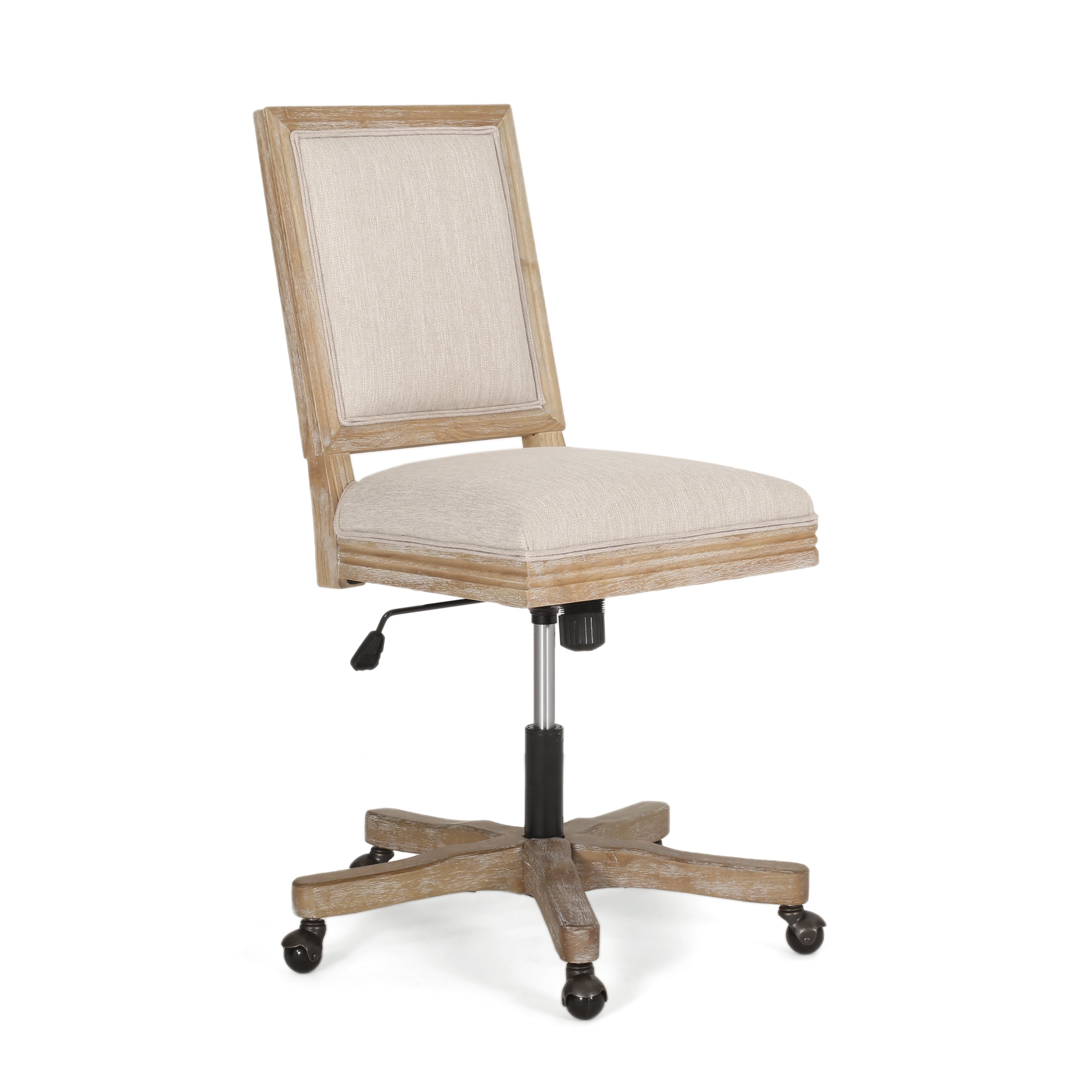 Swivel&Lift Office Chair,Beige+Natural Fabric Furniture Primary Living Space Display Shelving Etageres