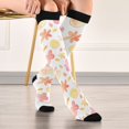 thumbnail image 5 of FORMRS Womens Knee High Socks Casual Long Thick Travel Daily Wear, 2 Pairs, White Floral Orange, 5 of 6
