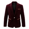 thumbnail image 6 of Hulanddfd Men's Velvet Blazer Jacket Slim Fit Sport Coat Button Front with Pockets for Business Office Wedding Party Daily Wear Outdoor Travel Streetwear, 6 of 6