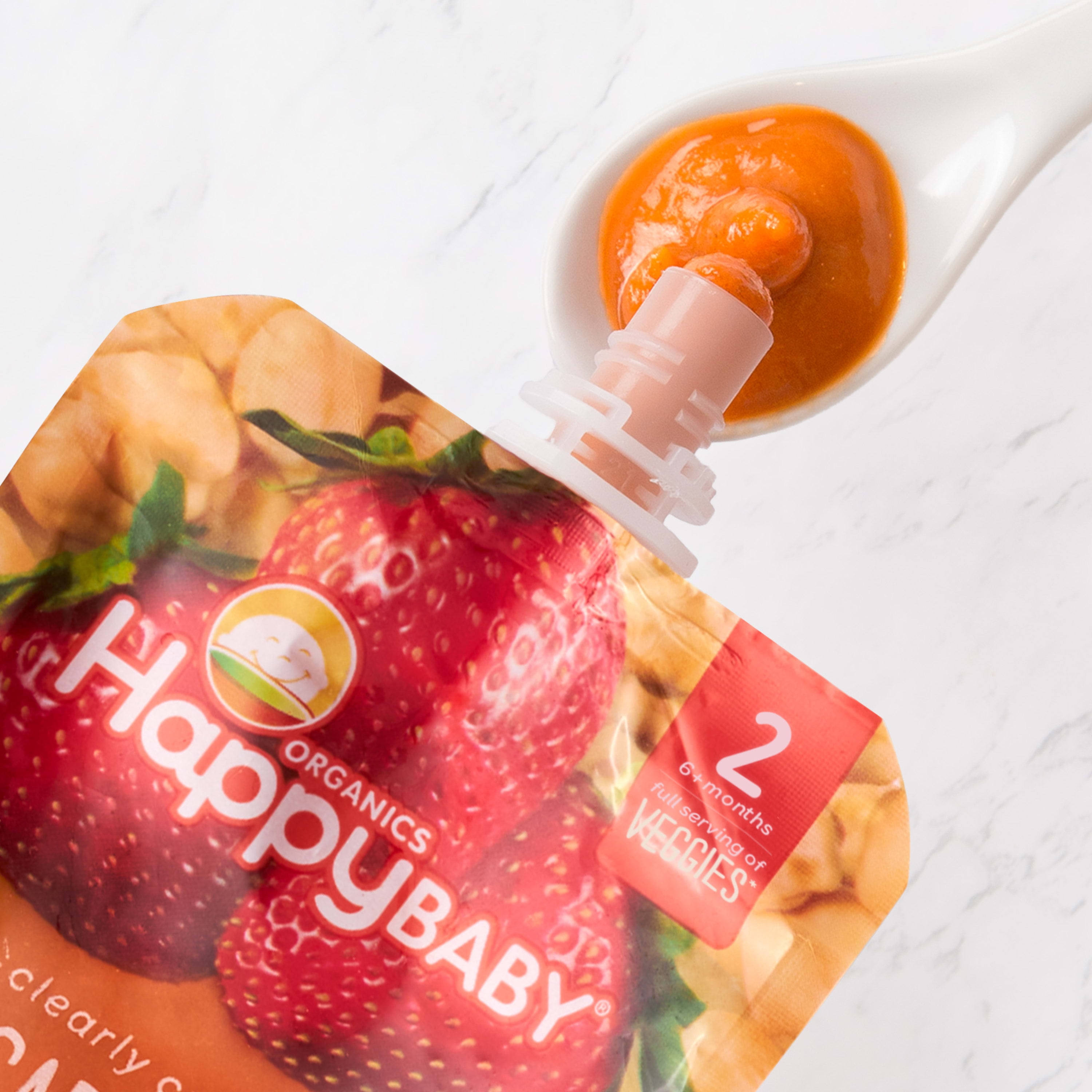 Happy Baby Organics Clearly Crafted Stage 2 Carrots, Strawberries & Chickpeas Pouch 4oz UNIT
