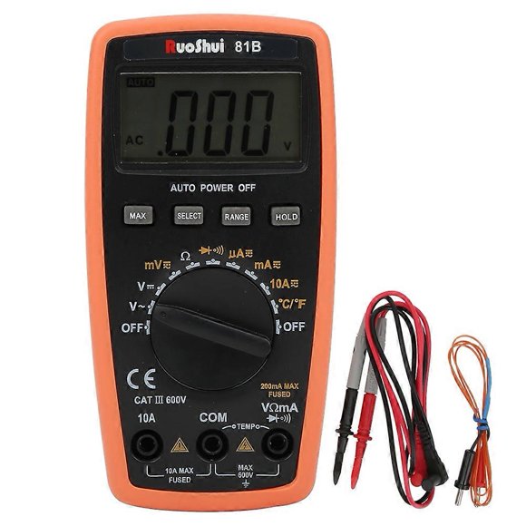 LCD Digital Multimeter AC DC Auto Range Voltage Current Temperature Resistance Tester Meter