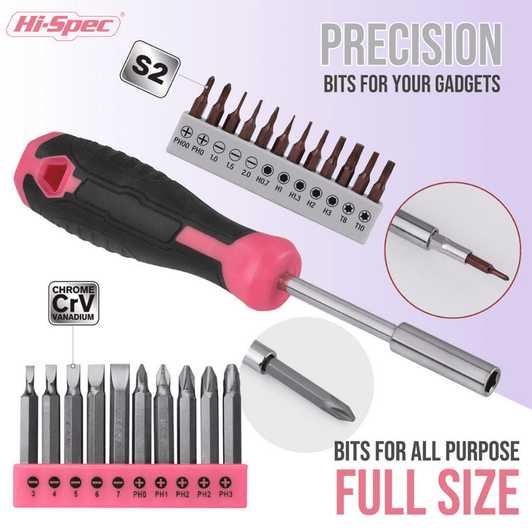 Free Shipping! HiSpec Pink 58pc Cordless Drill Set with 8V USB