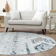 thumbnail image 3 of Unique Loom Kamala Washable Collection Area Rug - Lotus (5' 3" Round Ivory Gray/Rust Red), 3 of 9