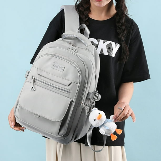 Mochila Mujer Mochilas Escolares Impermeable Con para Gris