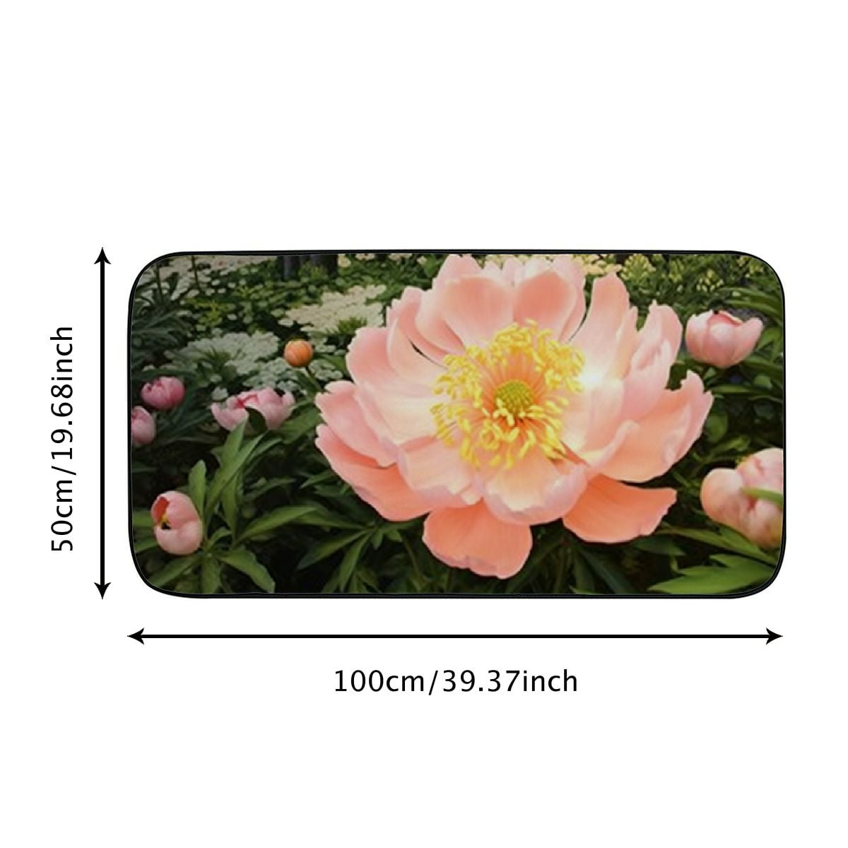 PHYHOO Doormat Floor Rug/Mat- Peonies Flowers Pink Garden Nature Plants Decorative Door Mat, Door Mat with Non-Slip Rubber Backing, Easy Cleaning, Traps Dirt, Rug for Entry, Patio