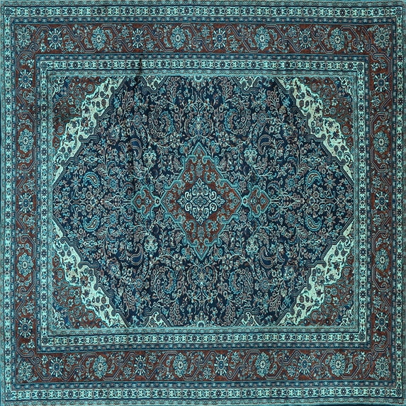 Ahgly Company Indoor Square Persian Light Blue Traditional Area Rugs, 5' Square