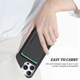thumbnail image 4 of Dteck Detachable Back Cover for iPhone 16 Pro with Card Holder, Magnetic Wallet Pocket Carbon Fiber Texture PU Leather Slim Phone Case, Black, 4 of 12