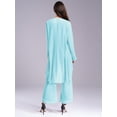 thumbnail image 3 of inlzdz Womens Chiffon Pant Suits 3 Piece Mother of The Bride Wedding Outfit Evening Cocktail Party Suit 04 Light Blue XXL, 3 of 7