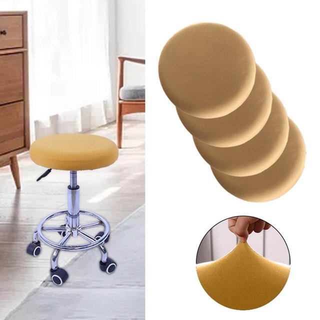 Bar Stool Cushion Round Durable Soft Slipcover circle barstool covers Washable Barstool Covers for 12-18 inch Chair camel