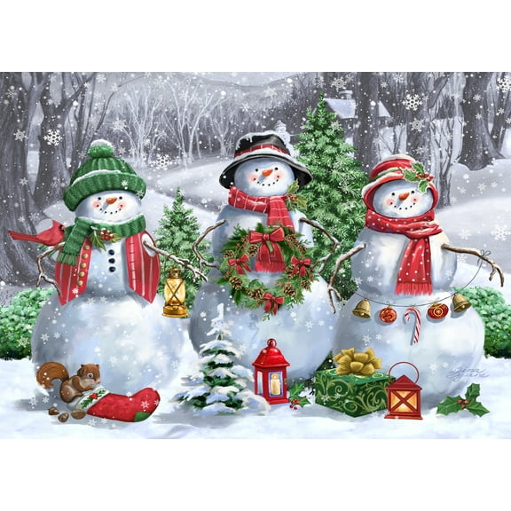 Vermont Christmas Company Box of Snow Friends Christmas Cards - 15 Cards & 16 Foil Lined Envelopes - Packed in Attractive Red Box - Cards measure 4 1/2" x 6 1/4" Folded