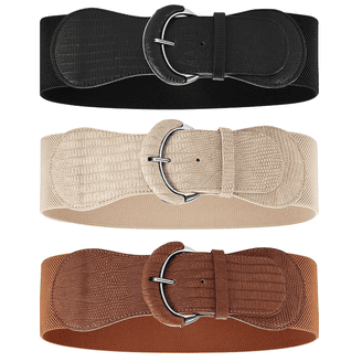 3 Pack Women Stretchy Wide Waist Belt for Dress Ladies Vintage Elastic 3 Pack Women Wide Elastic Waist Belt Vintage Stretchy Belt  main image 4