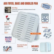 Range Kleen Heavy Duty White Porcelain Air Fry, Bake and Broiler Pan, 16 inch x 13 inch, 2 Pieces