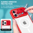 thumbnail image 5 of Crystal Clear Design for iPhone 12/ iPhone 12 Pro Case with Camera Lens Sliding Cover, Military Grade Drop Protection Non-Yellowing Slim Transparent Shockproof Phone Case, Red, 5 of 6