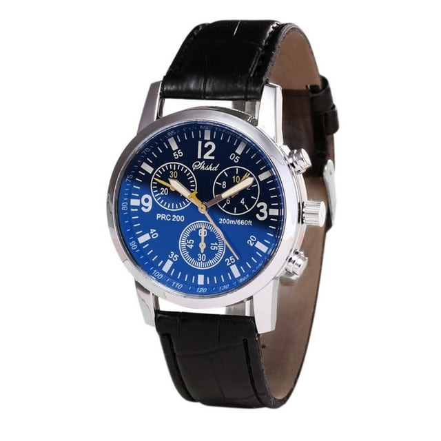 MKHSQHDG Today's Deals Blue-Ray Glass Neutral Quartz Simulates Wrist Epidermal Leather Strap Watch