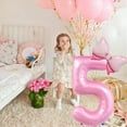 thumbnail image 4 of 40 inch Number 0 Balloon with Bow Pink Happy Birthday Jumbo Aluminum Film Number Balloon for Girls Daughter Birthday Decorations Party Supplies (Number 0), 4 of 9