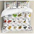 thumbnail image 1 of Educational Duvet Cover Set King Size, Alphabet Learning Chart with Cartoon Animals Names Letters Upper and Lowercase, Decorative 3 Piece Bedding Set with 2 Pillow Shams, Multicolor, by Ambesonne, 1 of 3