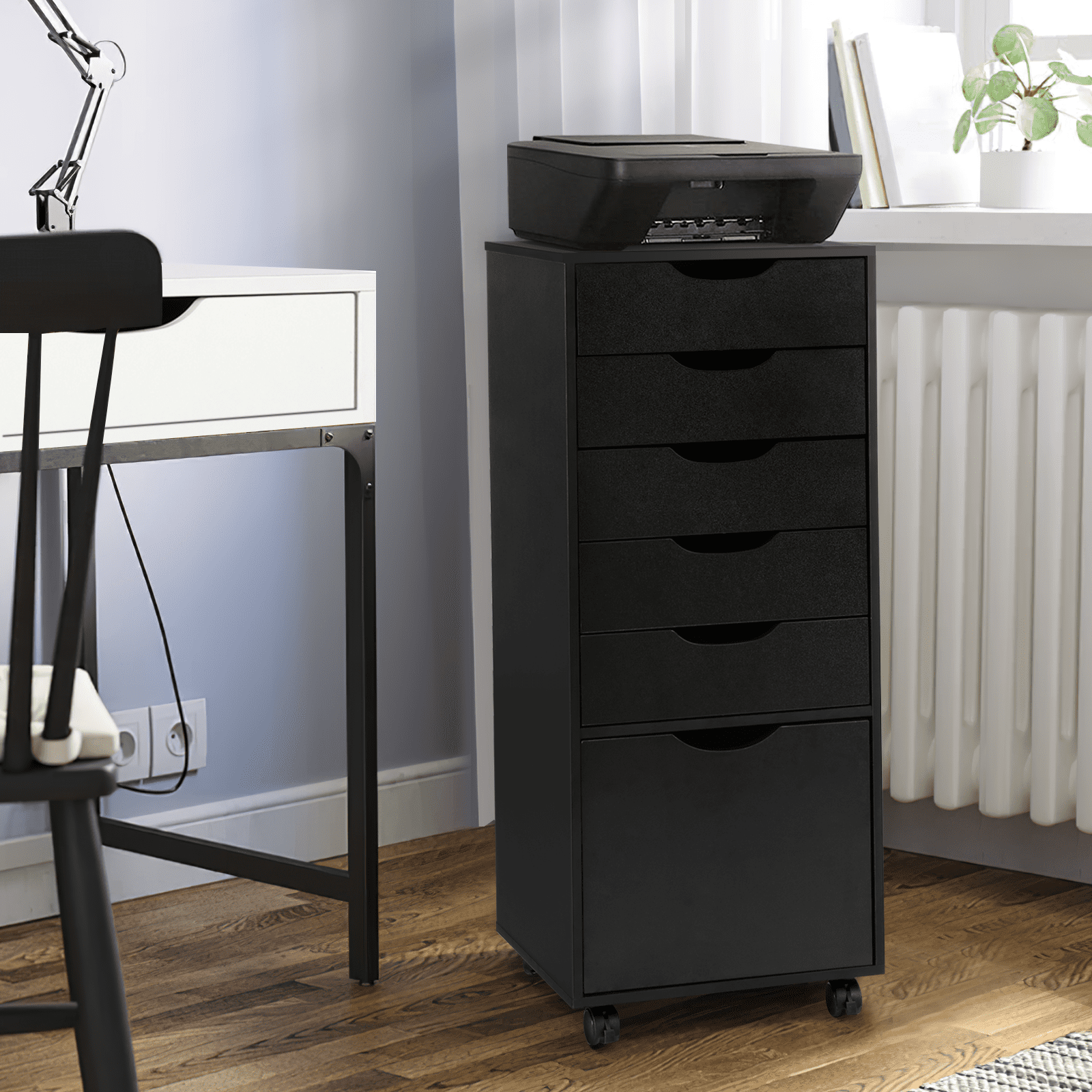 RichYa Mobile File Cabinet,Rolling Storage Drawers on Wheels,5-Drawer Storage Organizer Chest for Home Office (Black)