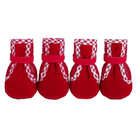 Harikaji Dog Shoes for Small Medium Dogs  Breathable Summer Dog Boots for Hot Pavement  Anti-Slip Rubber Dog Paw Protector for Hardwood Floor Red L