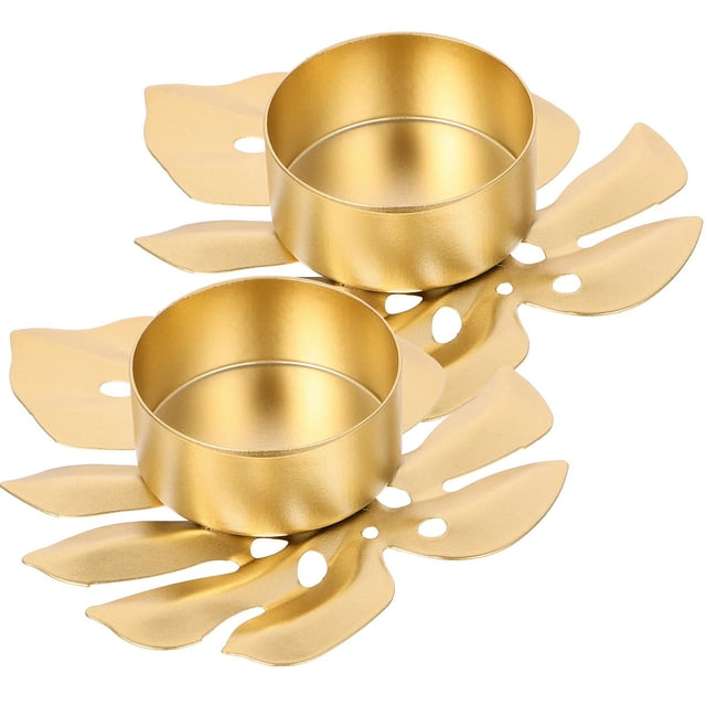 KAKOWELY 2Ud Portavelas Decorativos De Metal Dorado Con Artístico Para Ambientes