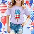 thumbnail image 2 of MIXUE Girls Tops & T-Shirts Summer Fourth Of July Independence Day Ice Cream Bowknot Print Round Neck Short Sleeve Casual Party Tee Shirts Streetwear,Purple,12-13 Years, 2 of 4