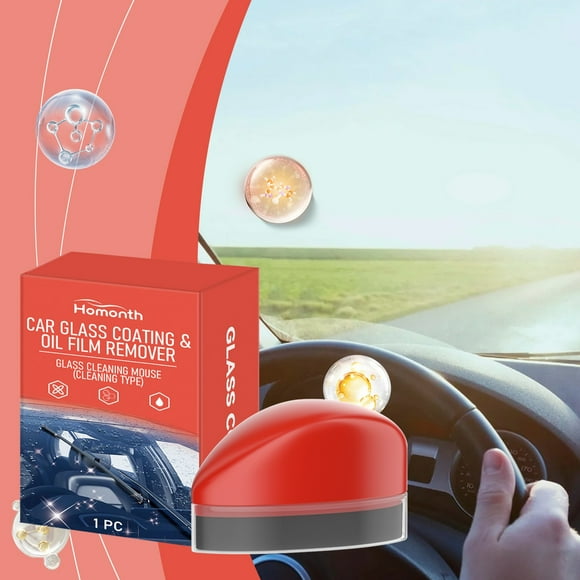 Glass Cool Windshield Cleaner, 100ml Powerful Windshield Cleaner & Oil Film Remover, Car Glass Cleaning Mouse,Glass Cleaner Long-Lasting Protection Fast-Acting Easy to Use for Glass Surfaces